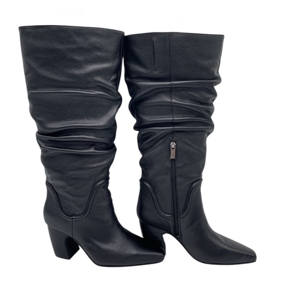 NEW Vince Camuto Black Leather Slouchy Chelsey knee high boot 11M Wide Calf - Picture 3 of 10